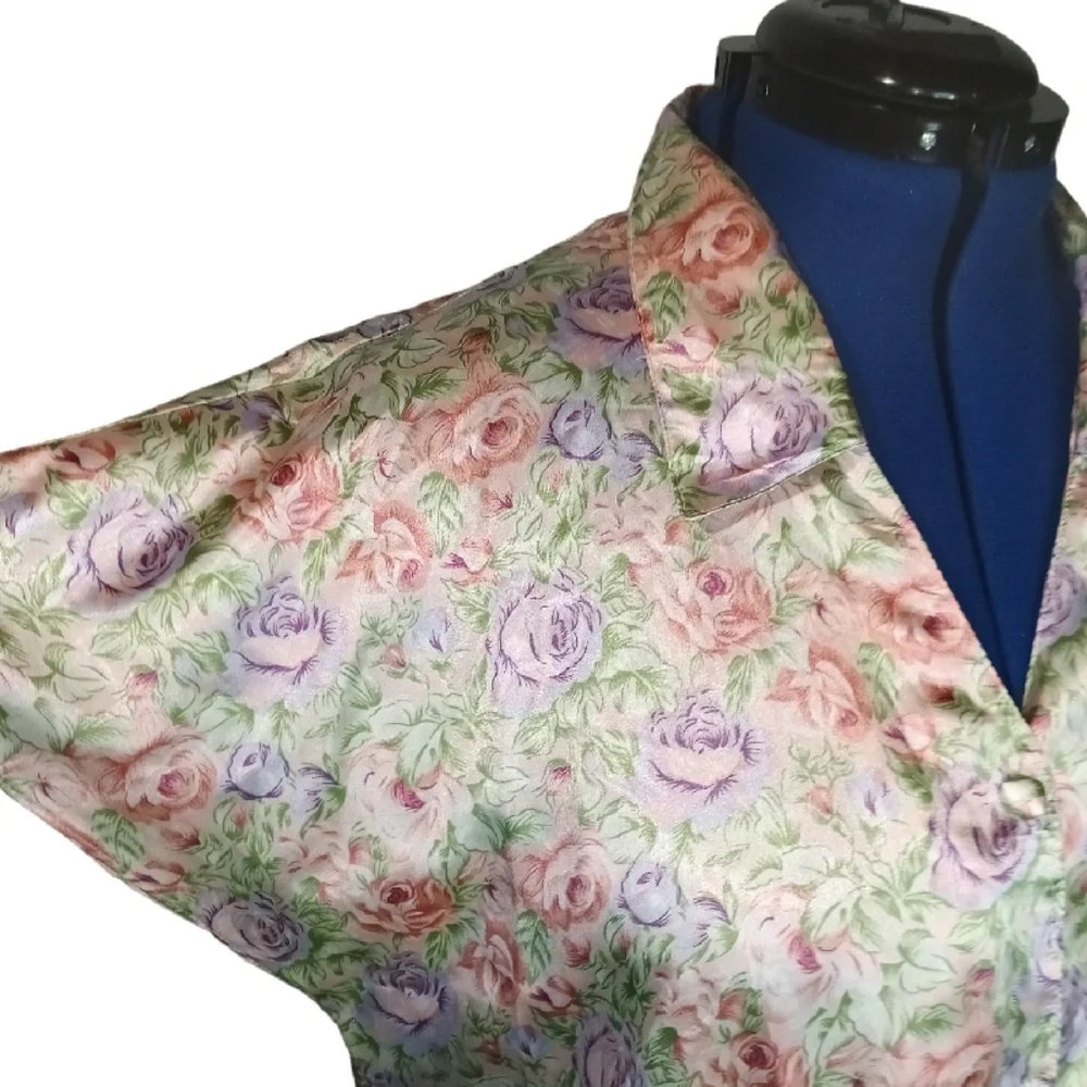 Vintage Floral Satin Sleep Shirt